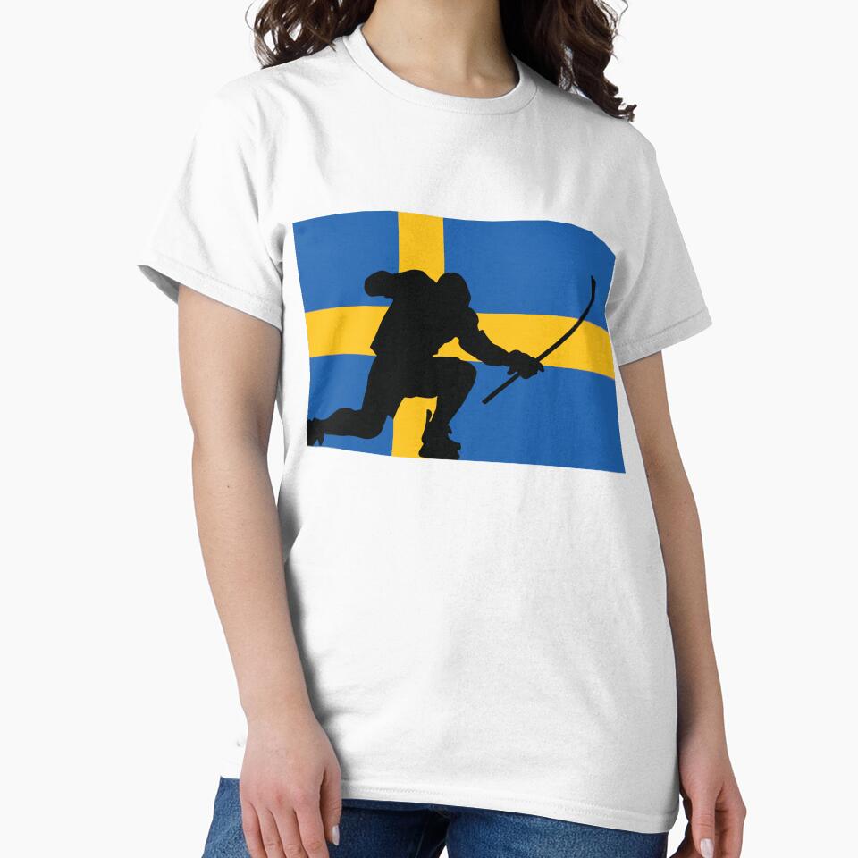 Sweden Ice Hockey Silhouette Goal Celebration by CanvasTee