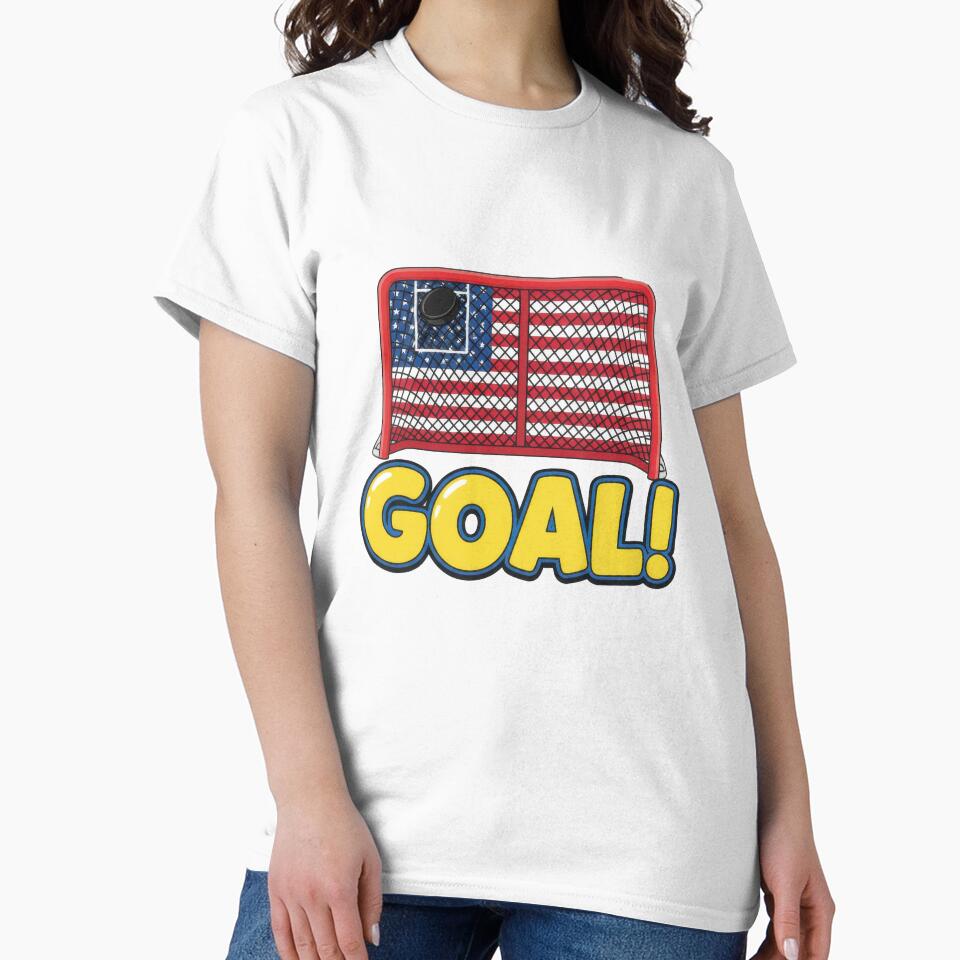 Exciting hockey goal, complete with puck in American flag net by Jdee23