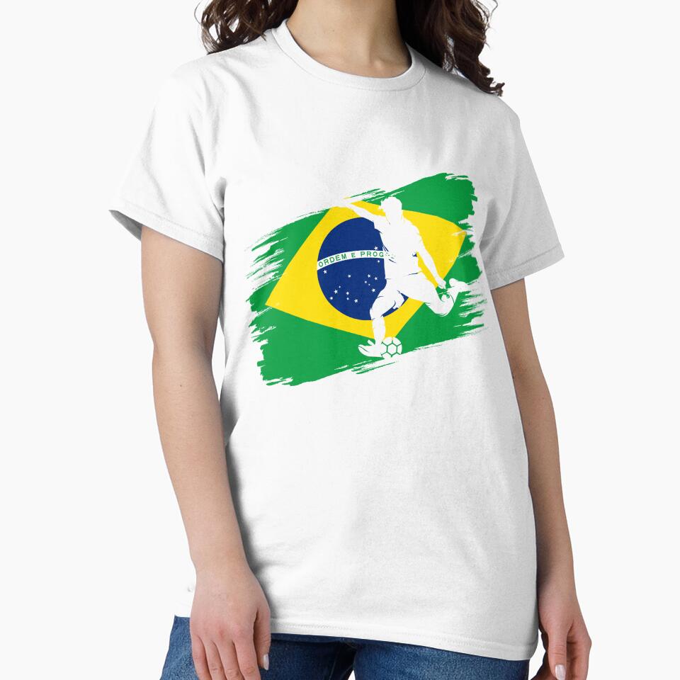 Brazil Flag Football Soccer Fan Jersey by xtocky