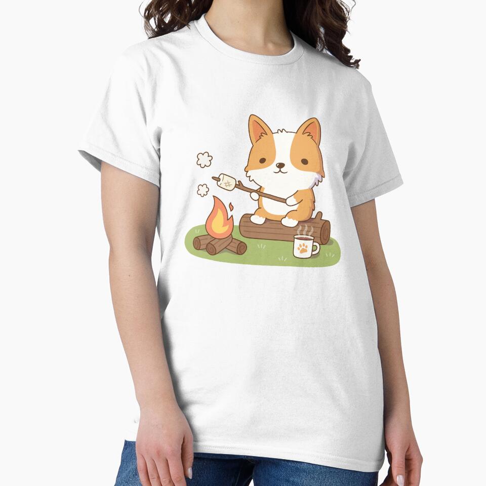 Corgi Toasting Marshmallow At Campfire by rustydoodle