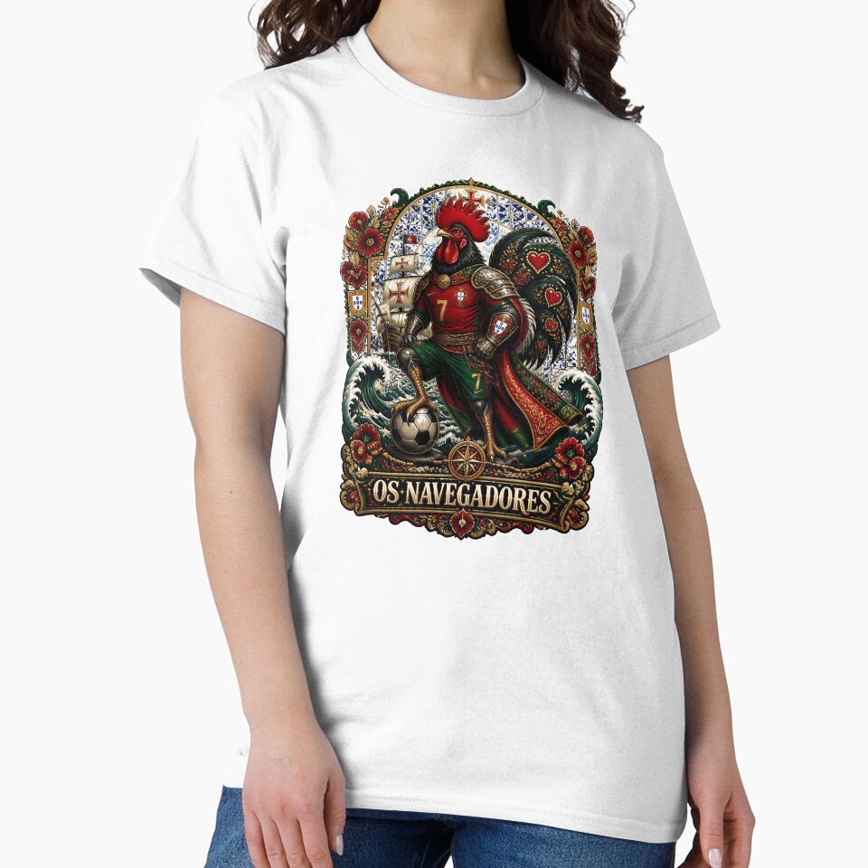 Portugal Soccer Rooster - Os Navegadores  Vintage Portuguese Football Fan T-Shirt by 18-30