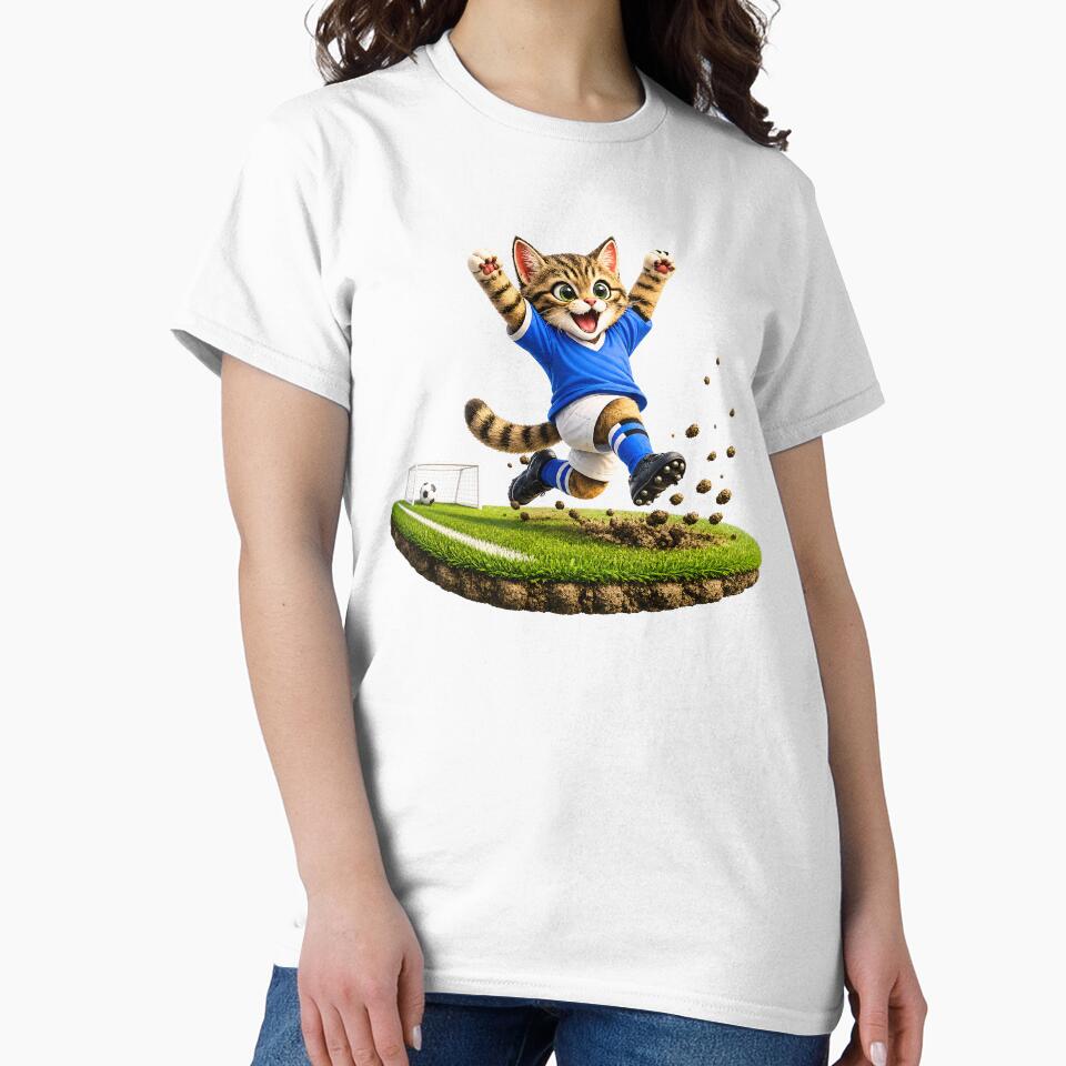 Cute Soccer Cat Goal Celebration Design - Funny Football Kitten by XingXingJia