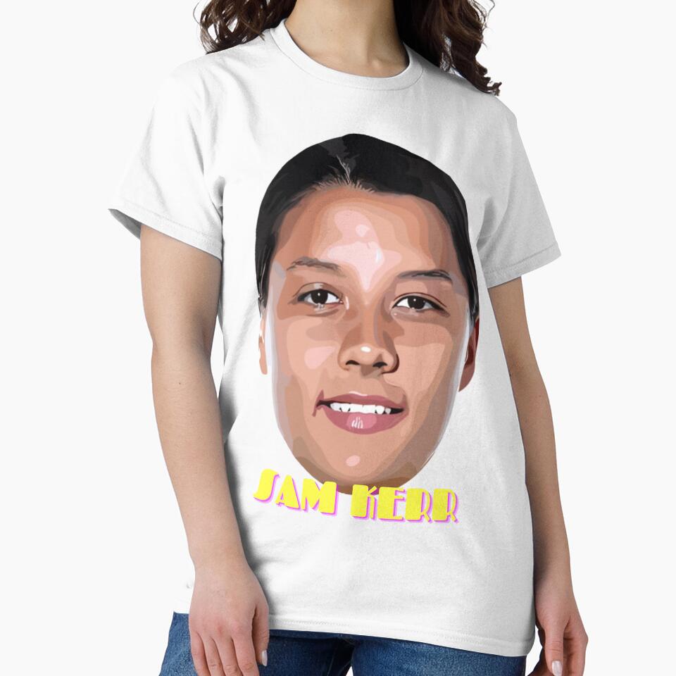 Sam Kerr Big Head Chelsea Classicc T-Shirt and Stiker by bartink.co