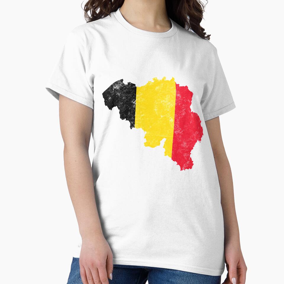 Belgium Flag Map tshirt distressed vintage by farhanhafeez