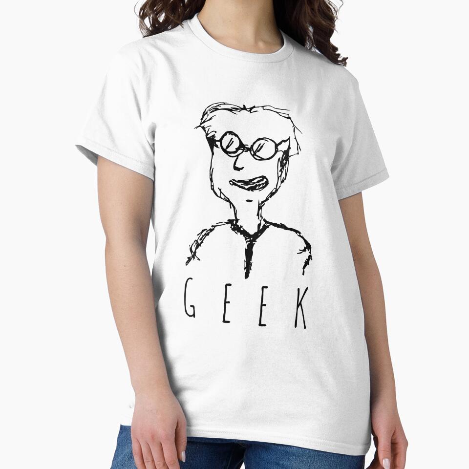 Funny Hand Drawn Geek Doodle Guy for the geeks at heart light by DESPERATEANDY