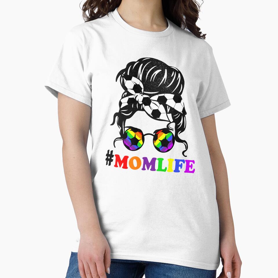 Mom Life Soccer Lover Mothers Day Messy Bun design by 26funy