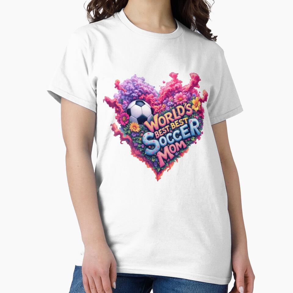 World's Best Soccer Mom Heart Floral Football Fan Art Gift by TheGaliyaStudio
