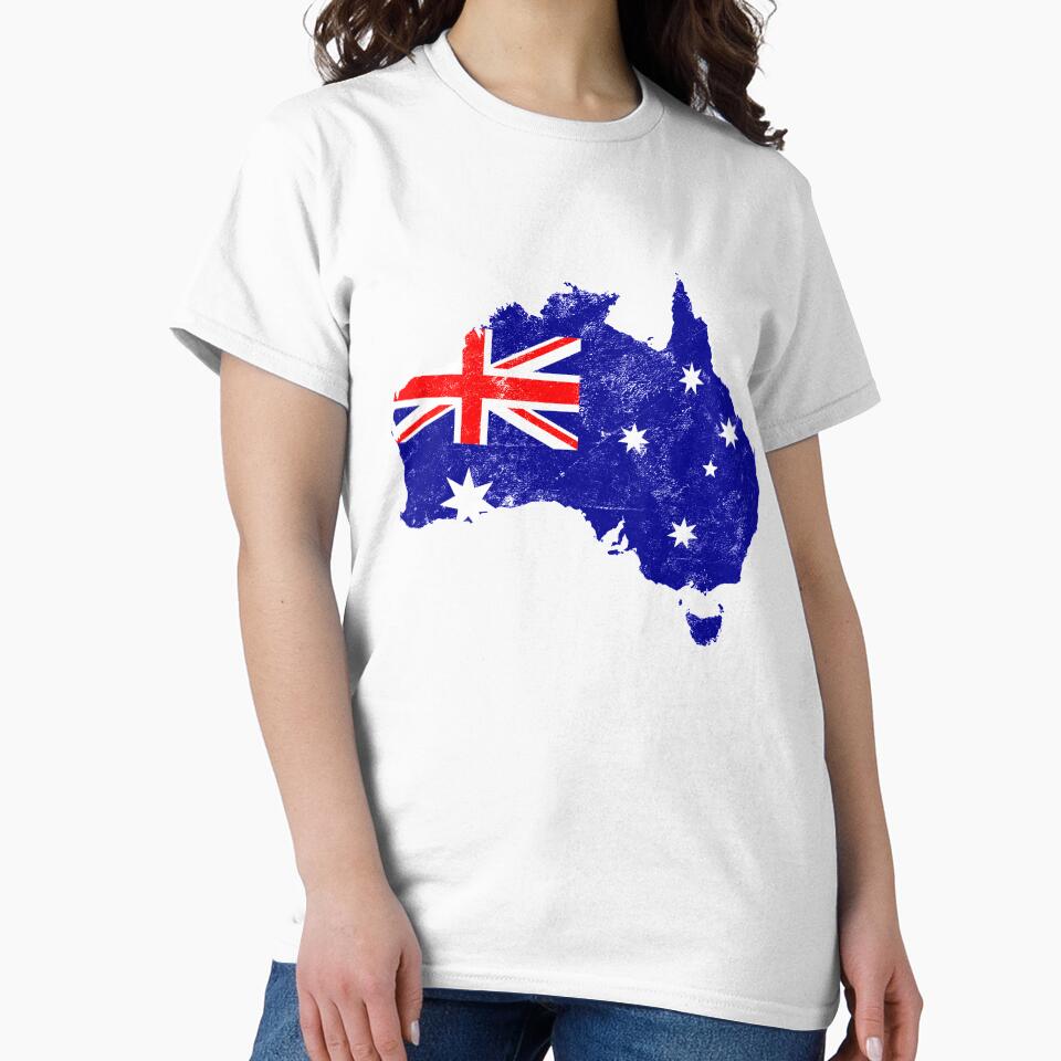 Australia Flag Map tshirt distressed vintage by farhanhafeez