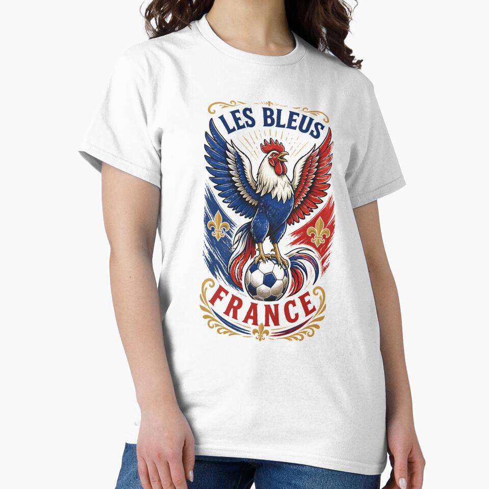 France Soccer Rooster - Les Bleus Vintage  Patriotic Football Fan T-Shirt by 18-30
