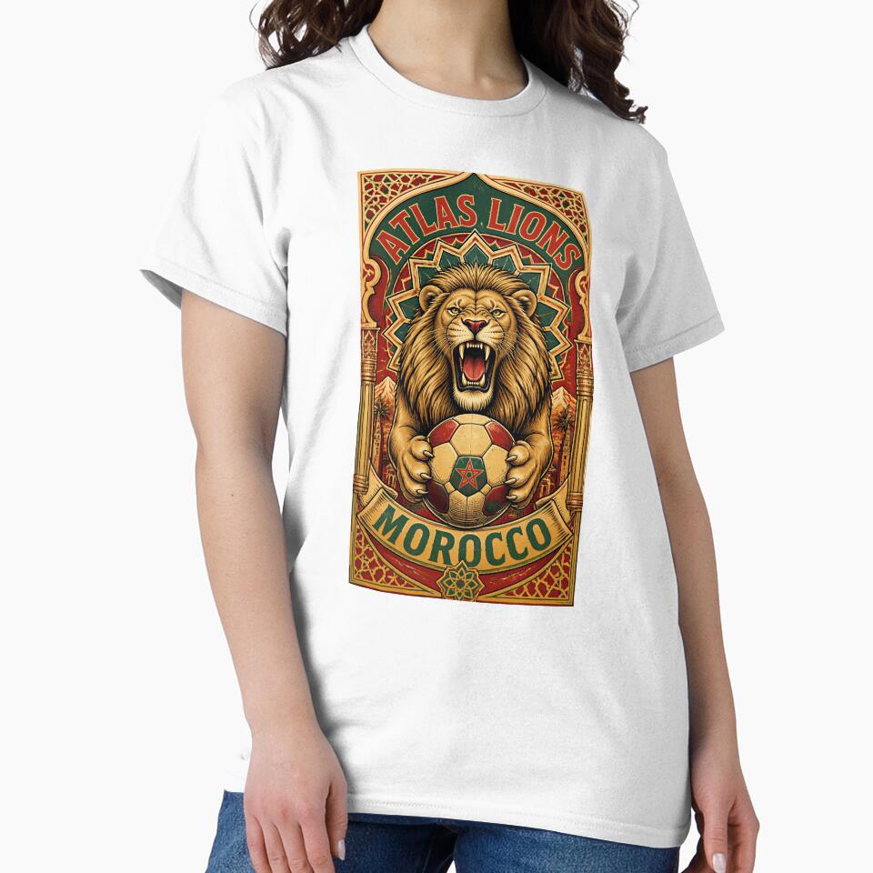Morocco Soccer Lion - Atlas Lions Vintage  African Football Fan T-Shirt by 18-30