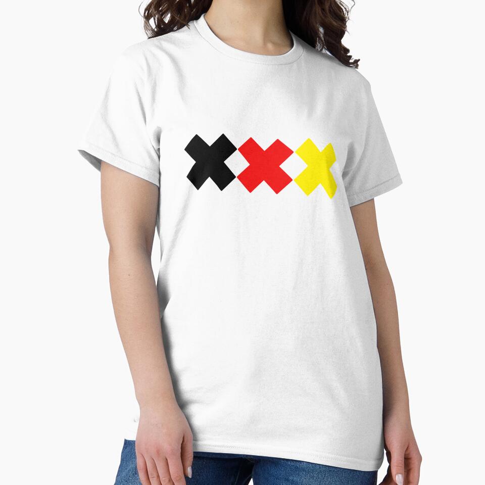 XXX Black Red Gold Crosses Soccer Fan Motif by Paulina Vanlife
