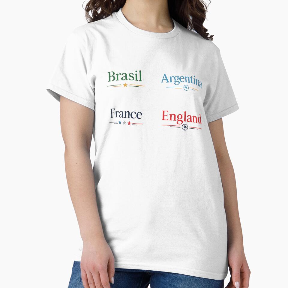 Minimal Football Country Pride Design Brazil Argentina France England Soccer Shirt by warlistop