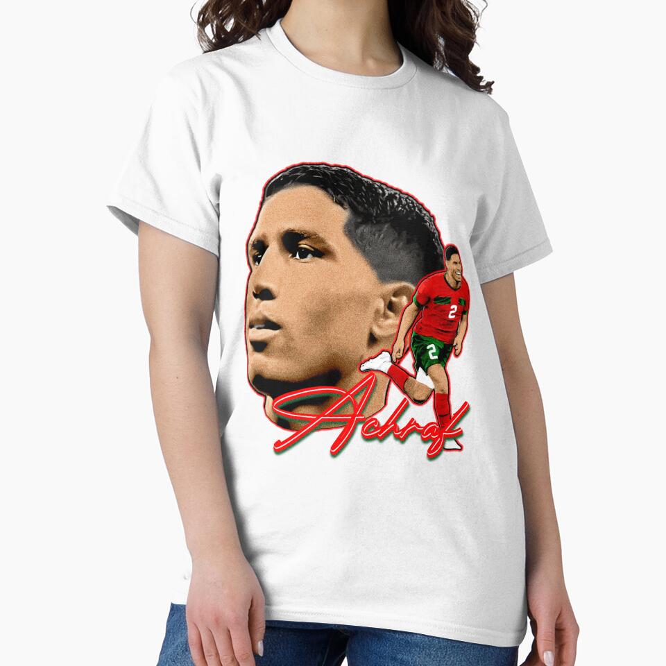 Achraf Hakimi Retro Style Tee Bootleg big face vintage Moroccan Football Legend by graphixpolash