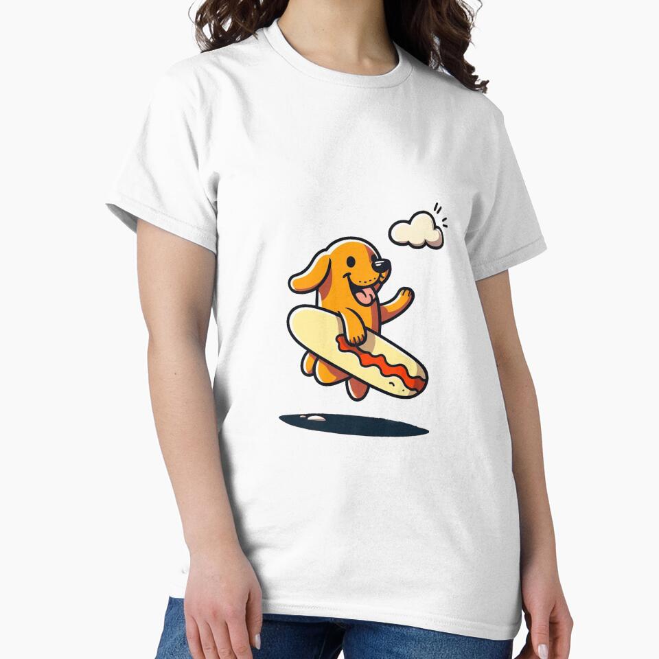 Cute and Bold Orange Dog in the air surfing by yodaddydesigns