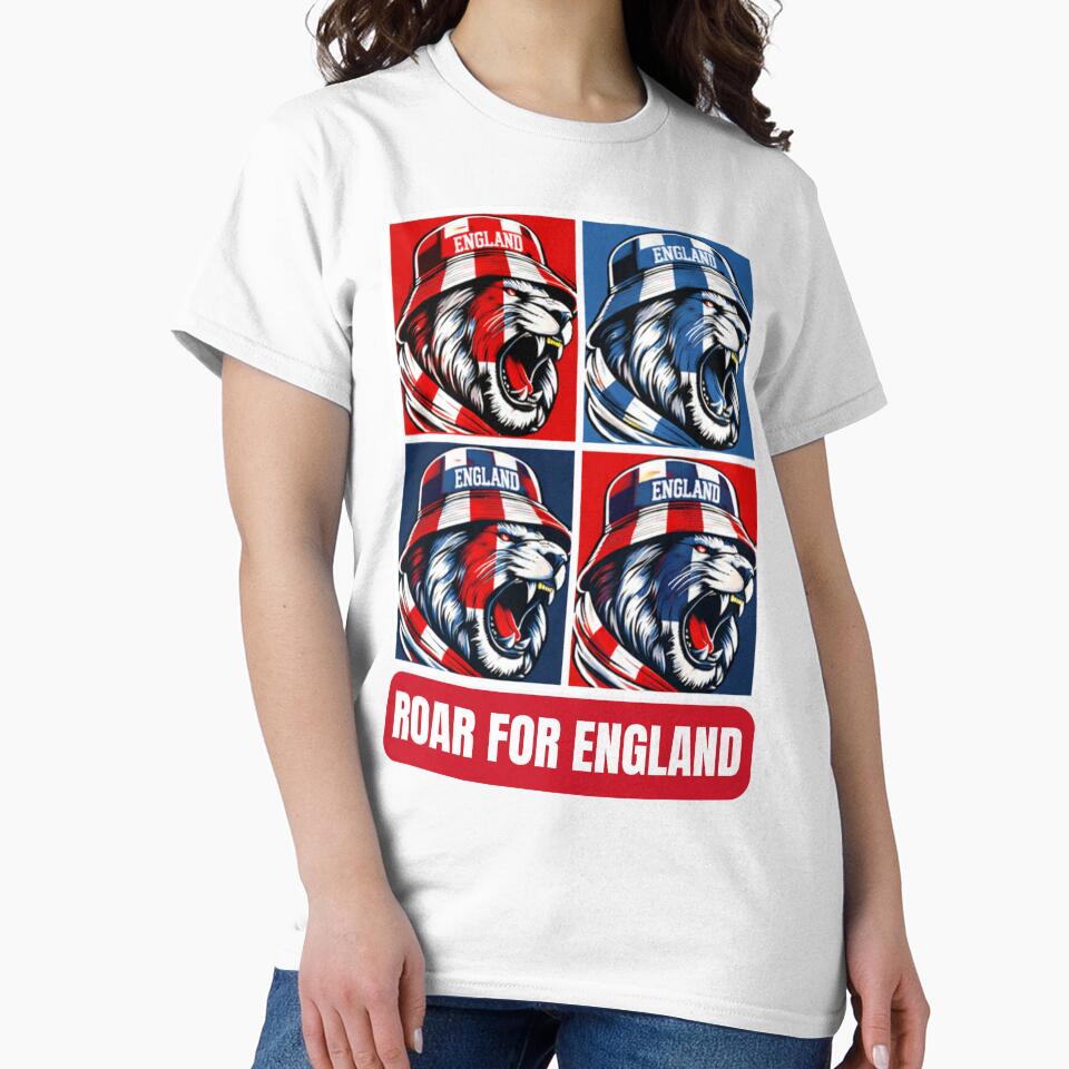 Pop Art England Lion Football Fan Shirt | Roar For England Supporter Design by The Hairy Melon