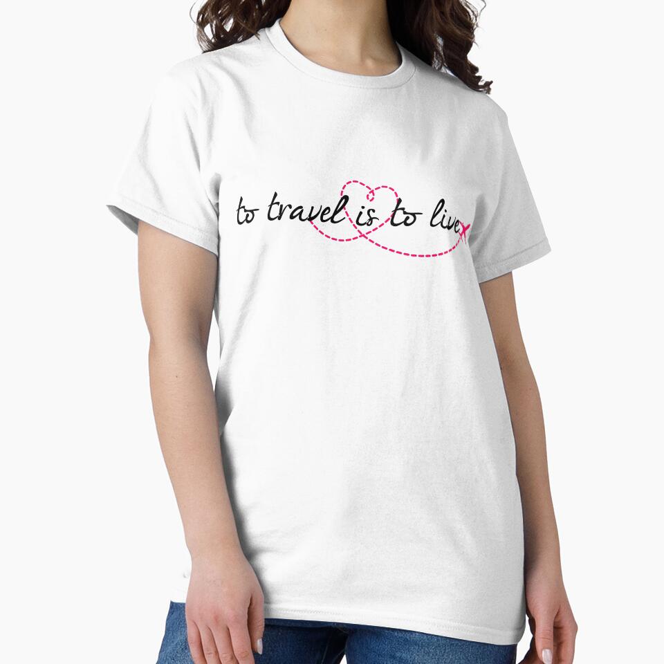 To Travel Is To Live – Travel Quote | Airplane Path Typography Design by tiazre