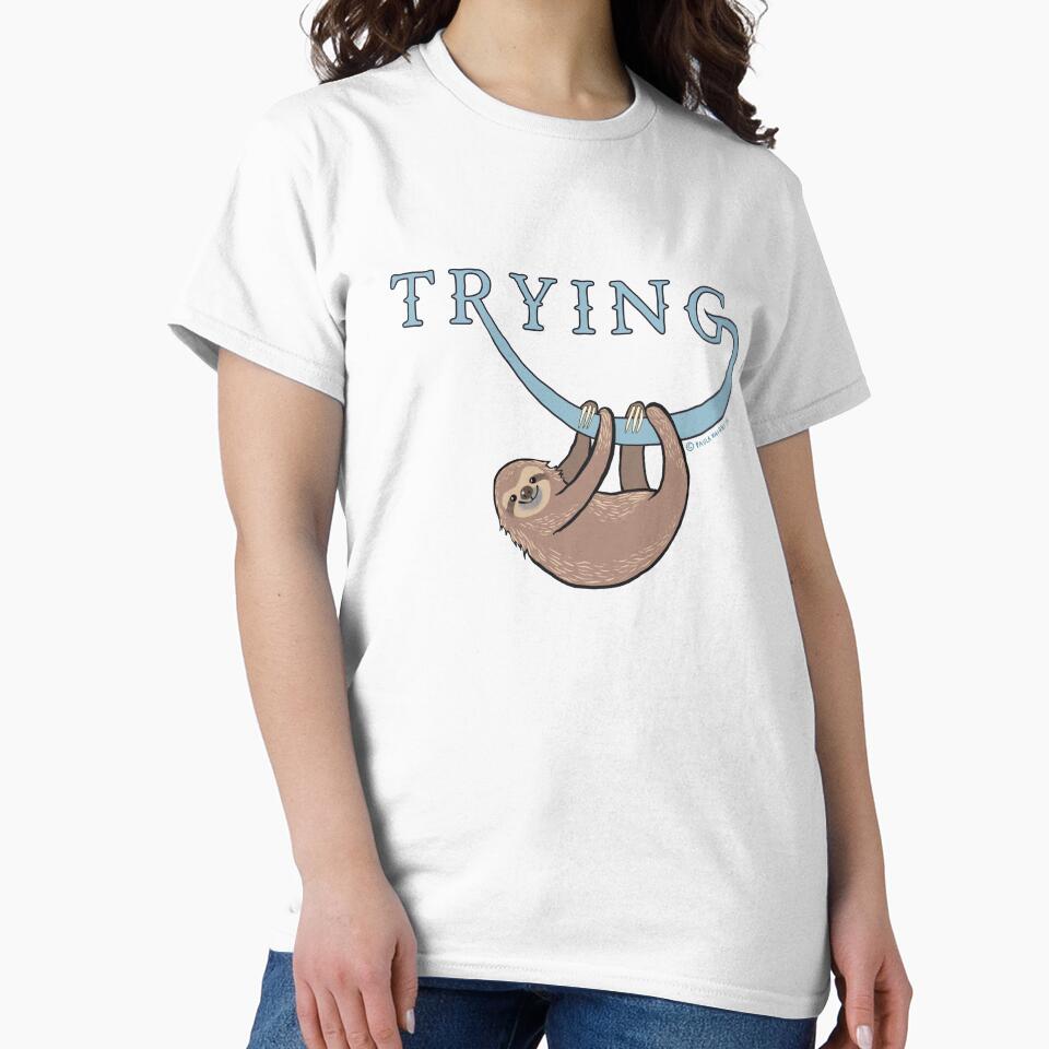 Cute sloth clinging to the word ‘trying’! by PaulaJKnight