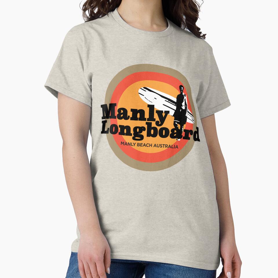 Manly Longboard retro surf by OffbeetShirts