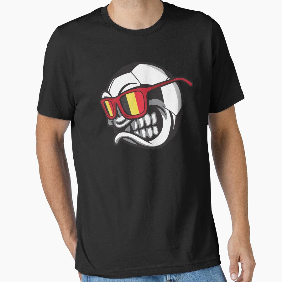 Belgium Angry Soccer Ball with Sunglasses Fan-Shirt by festivalshirt