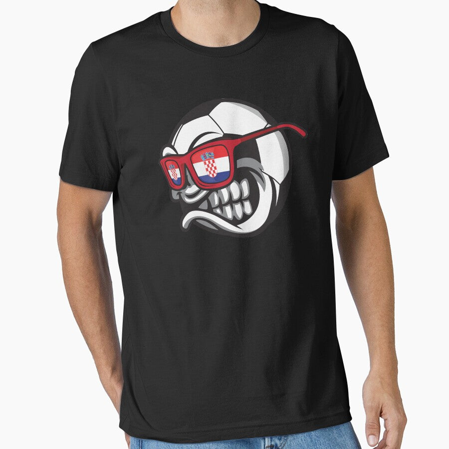 Croatia Angry Soccer Ball with Sunglasses Croatian Fan Accessoires by festivalshirt