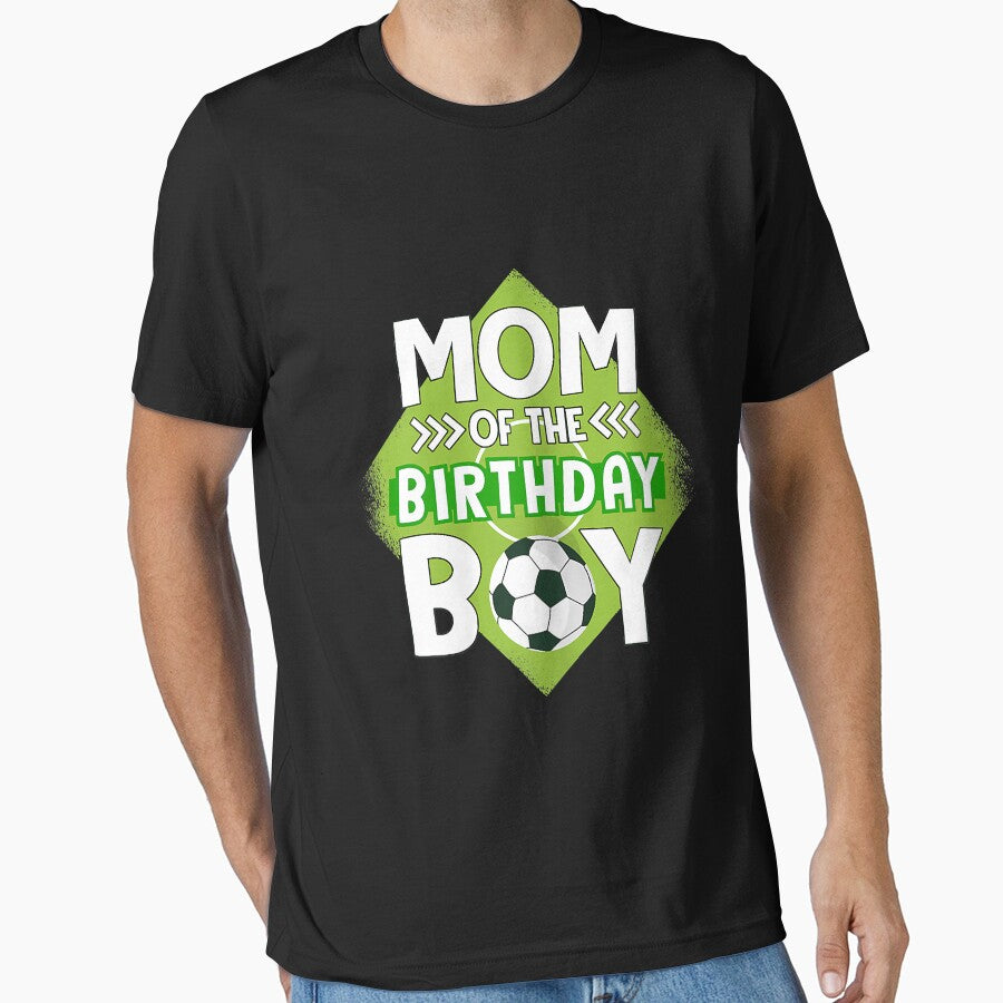 Womens Mom Of The Birthday Boy Soccer Mom Tee For Birthday Boy by Mitzi12312