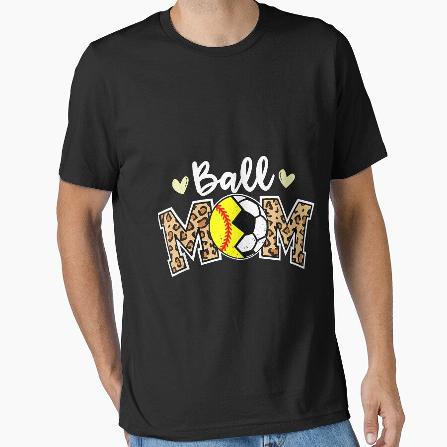 Ball Mom Leopard Funny Soccer Softball Player Mom by Mitzi12312