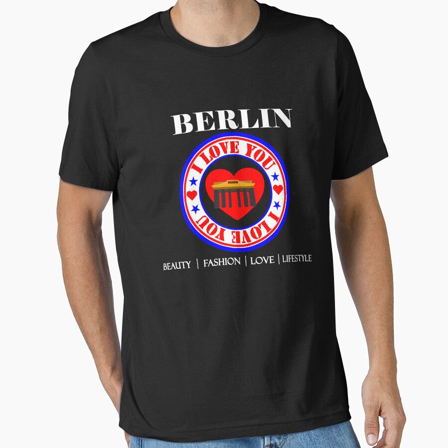 I love Berlin for Father's Day and football fans, tourism t-shirt, Christmas gift, Berlin street, heart and Brandenburg Gate by ShiShaka
