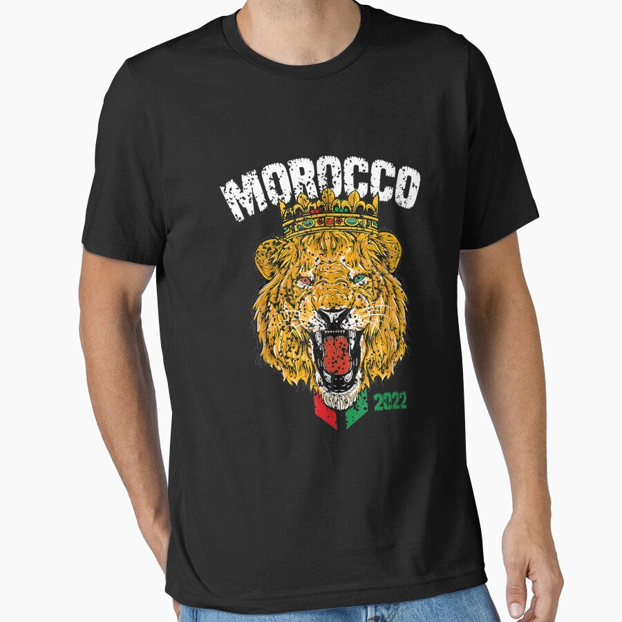 Morocco Lion Flag Sport Soccer Football Proud T-Shirt by Bobby-Bancel