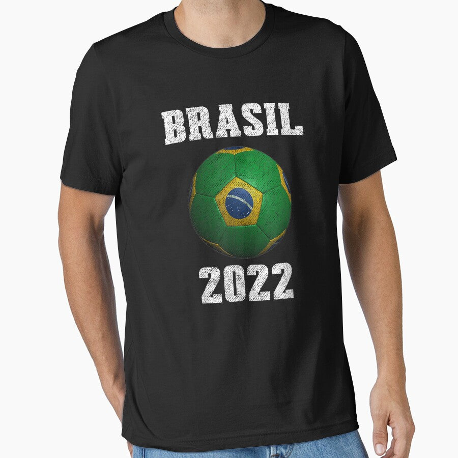 Brasil Flag Soccer Jersey Football Graphic Design T-Shirt by Blue-Rechard