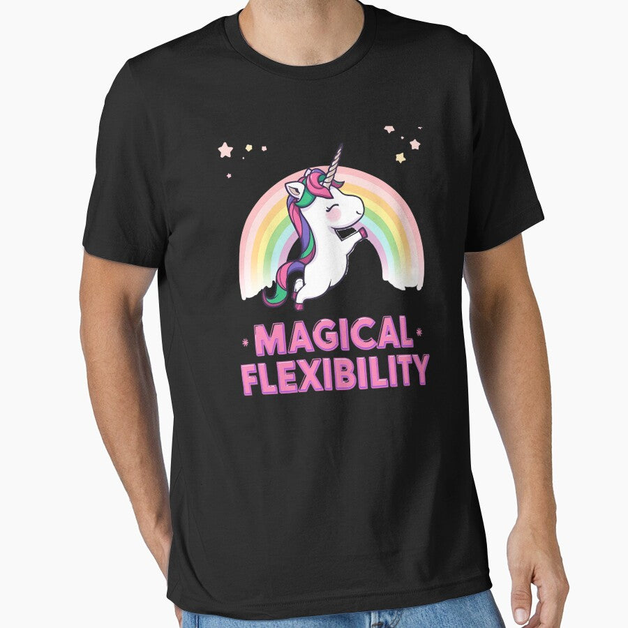 Unicorn doing yoga pose and rainbow aura shining, Magical Flexibility 8 by Neon G