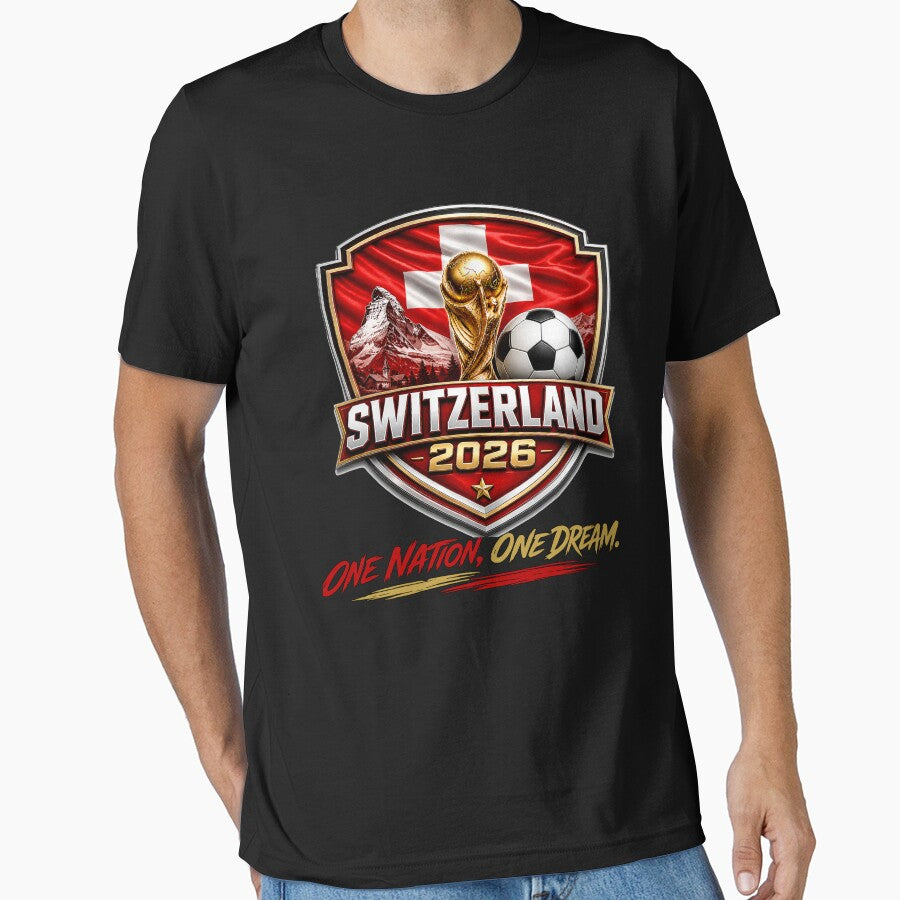 Switzerland Football 2026 Fan Crest | Swiss  Supporter Hopp Schwiiz | Switzerland Football Pride | Swiss Soccer Fan Shirt by Huddy-clothes