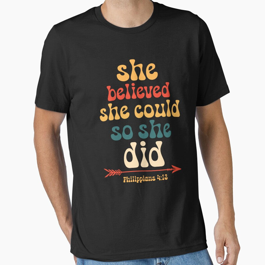 She Believed She Could So She Did Bible Verse Quote by OgeidAial479