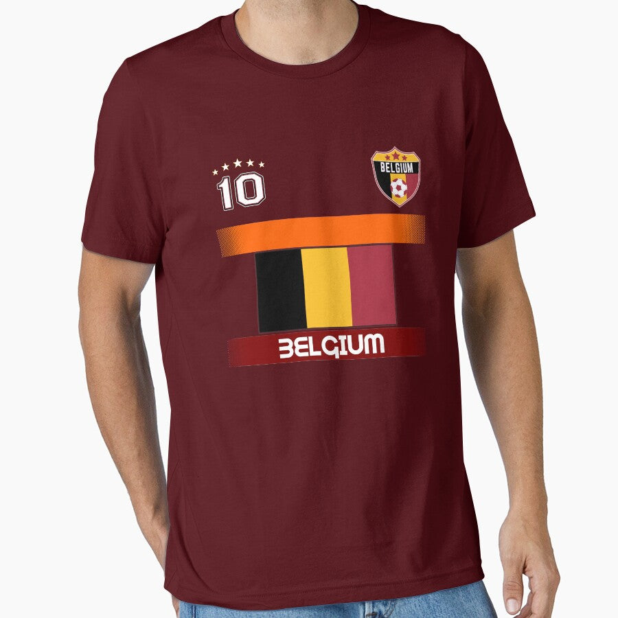 Belgium Soccer Shirt with Flag, Shield and Number 10 by fermo