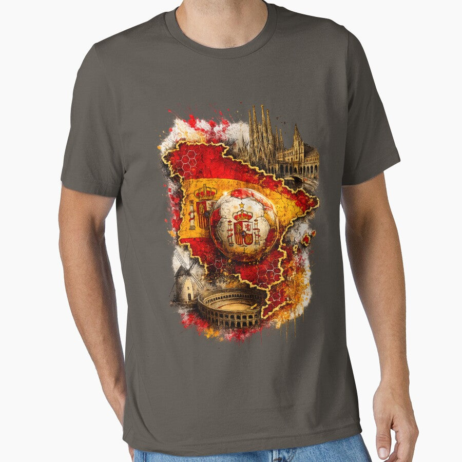 Spain Football Map Art | Soccer Fan Graphic | La Roja Inspired Spanish Football Design by TheWorldGameStudio