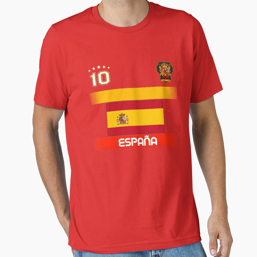 Spain Soccer Shirt with Flag, Shield and Number 10 by fermo