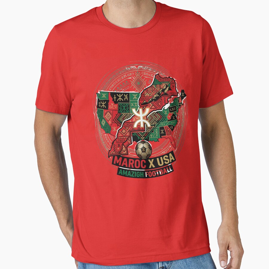 Moroccan Amazigh Pride Morocco USA Football Design t-shirt by colkashop ⭐⭐⭐⭐⭐