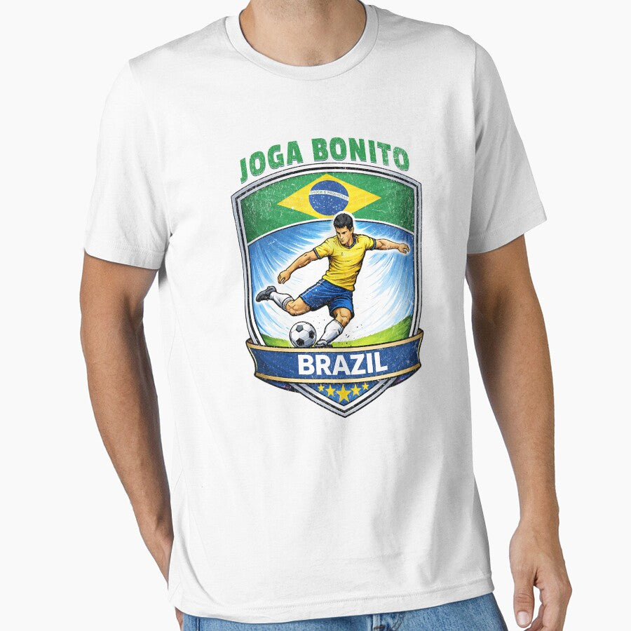 Brazil Vintage Soccer Badge - Joga Bonito 5 Stars by Tee Nook