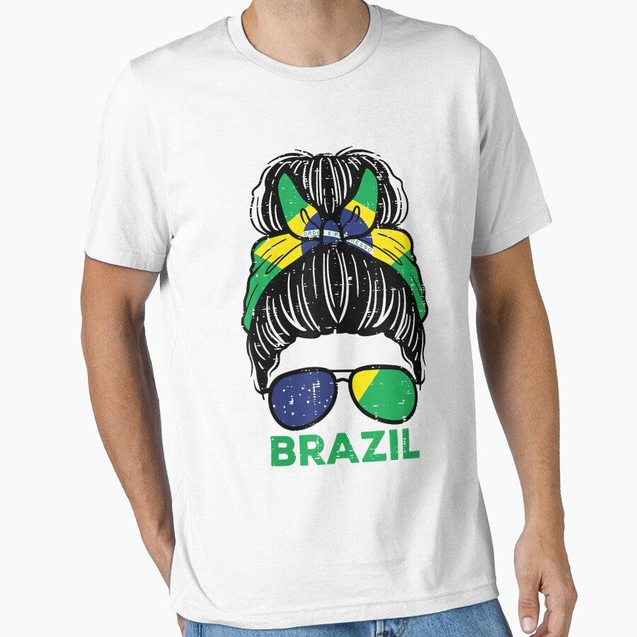 Brazil Flag Brasil Girl Hairbun Football Soccer Fan Women by knjisapueyesq