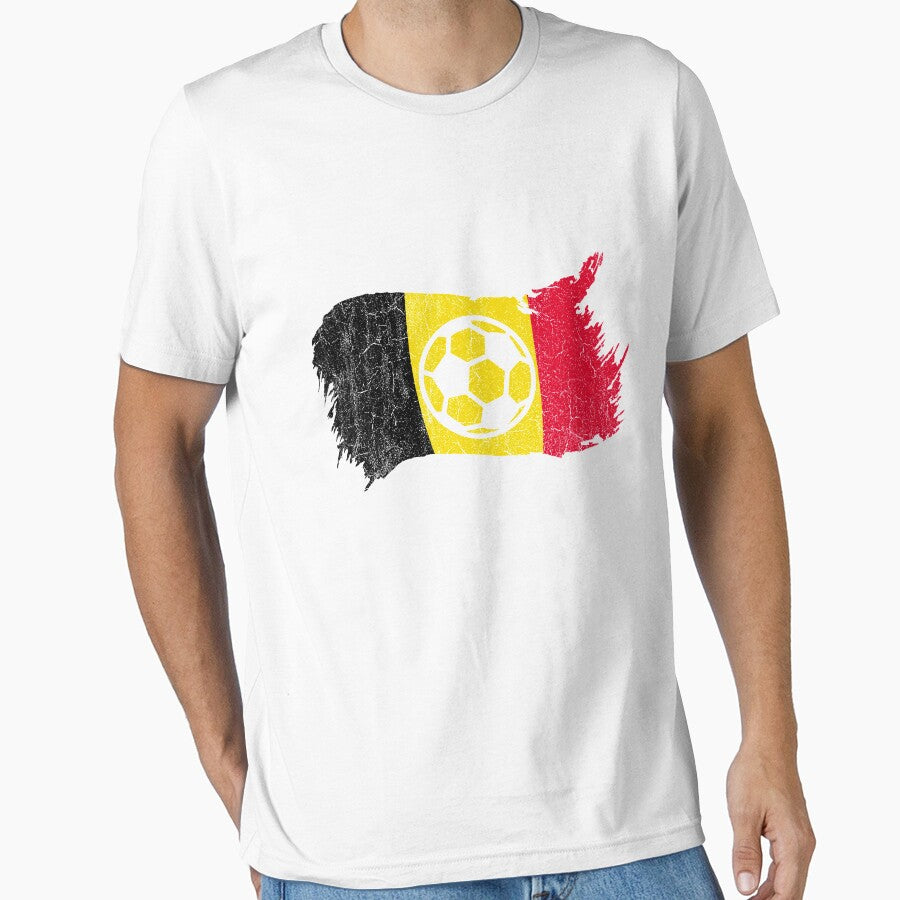 Vintage Belgian National Flag & Soccer Ball Design Cool Gift For Belgium Lovers Tourists Souvenir Cool National Belgian Football Fans Gift by FunnySunny T-Shirts