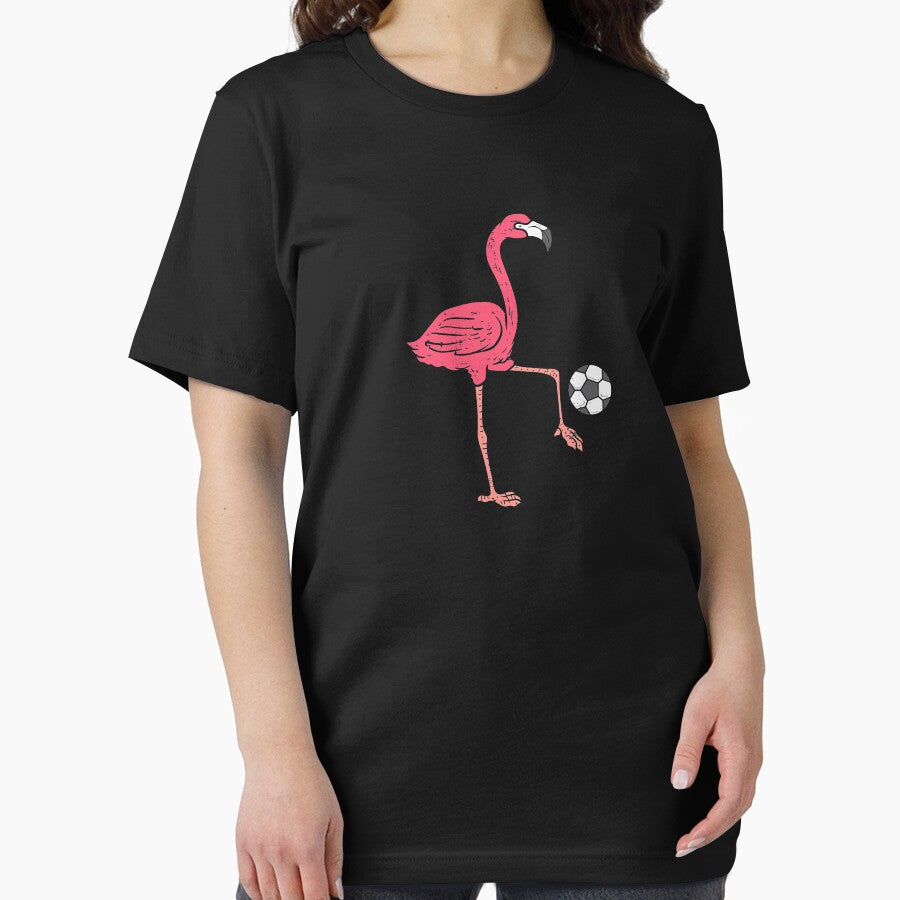 Flamingo Playing Soccer Football Player Men, Women, Kids T-Shirt by ColleenWilson94