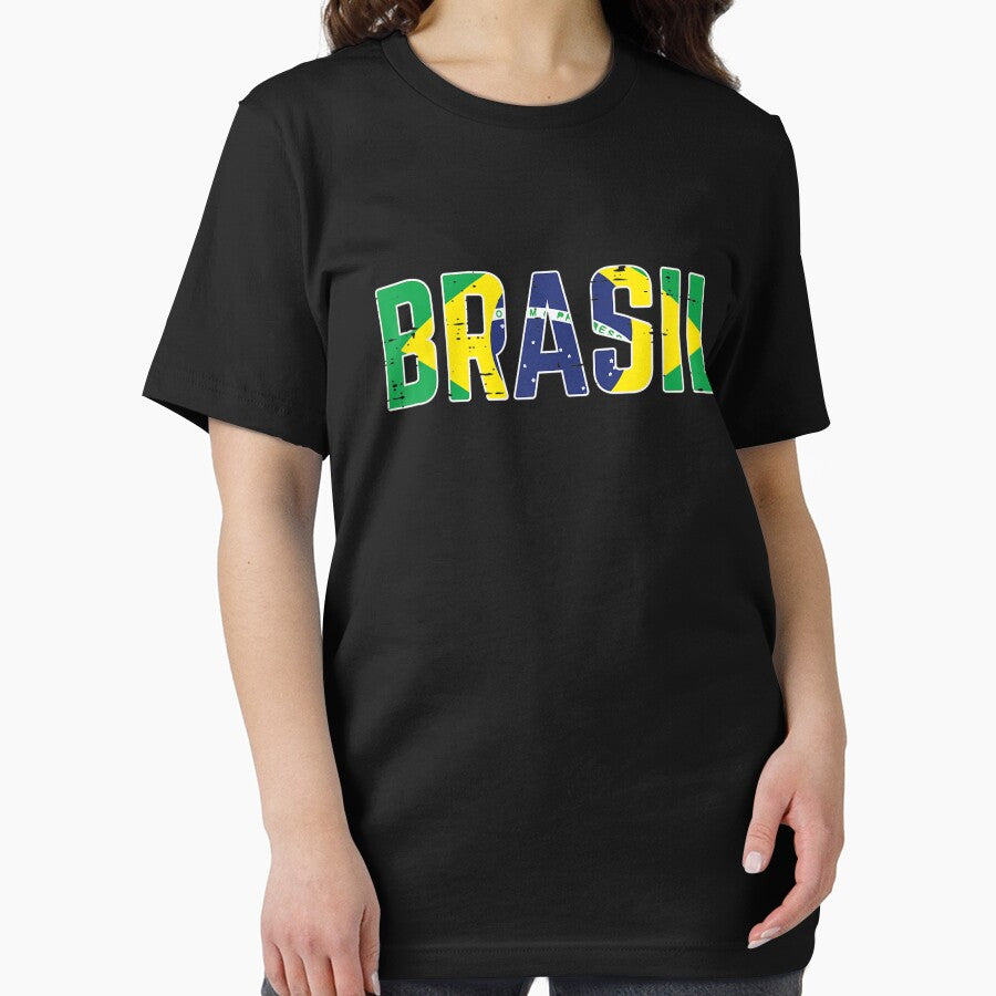 Brasil Flag Brazilian Soccer Fan Men Women Boys Girls Kids T-Shirt by Francois-Lemann