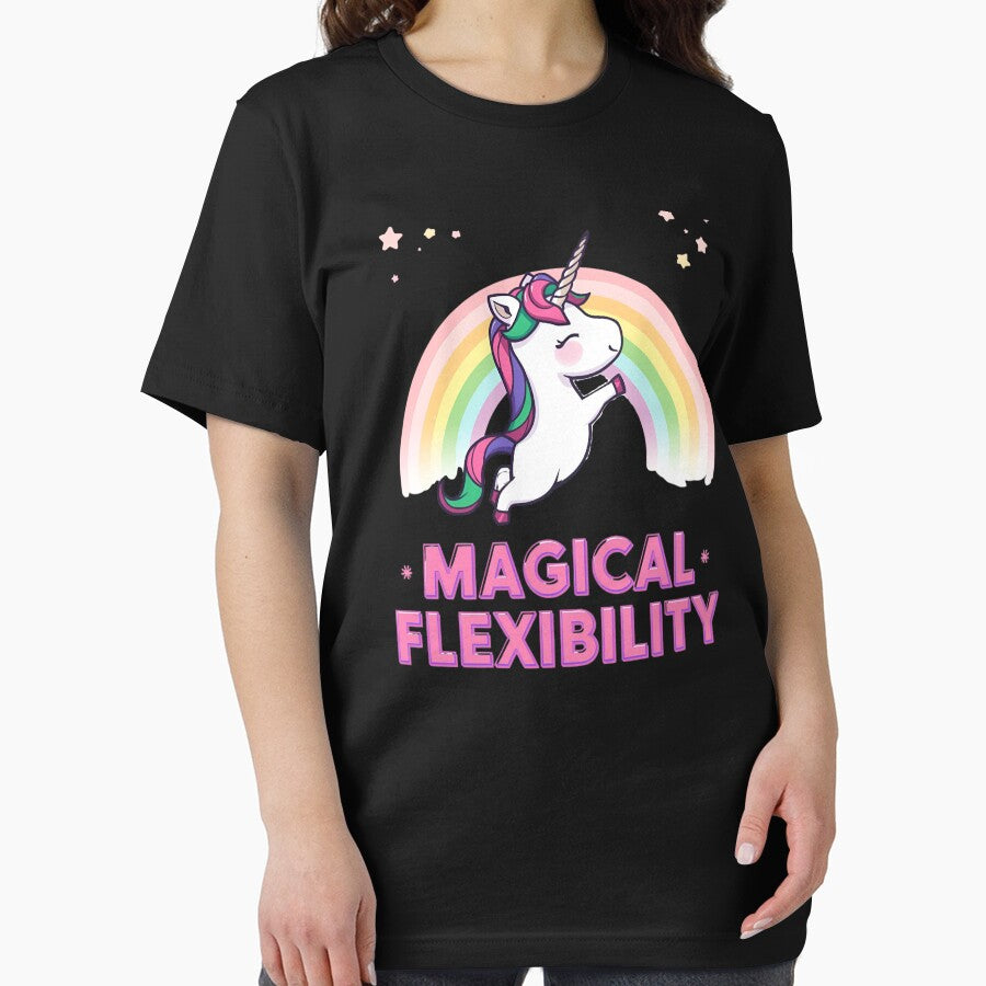 Unicorn doing yoga pose and rainbow aura shining, Magical Flexibility 8 by Neon G