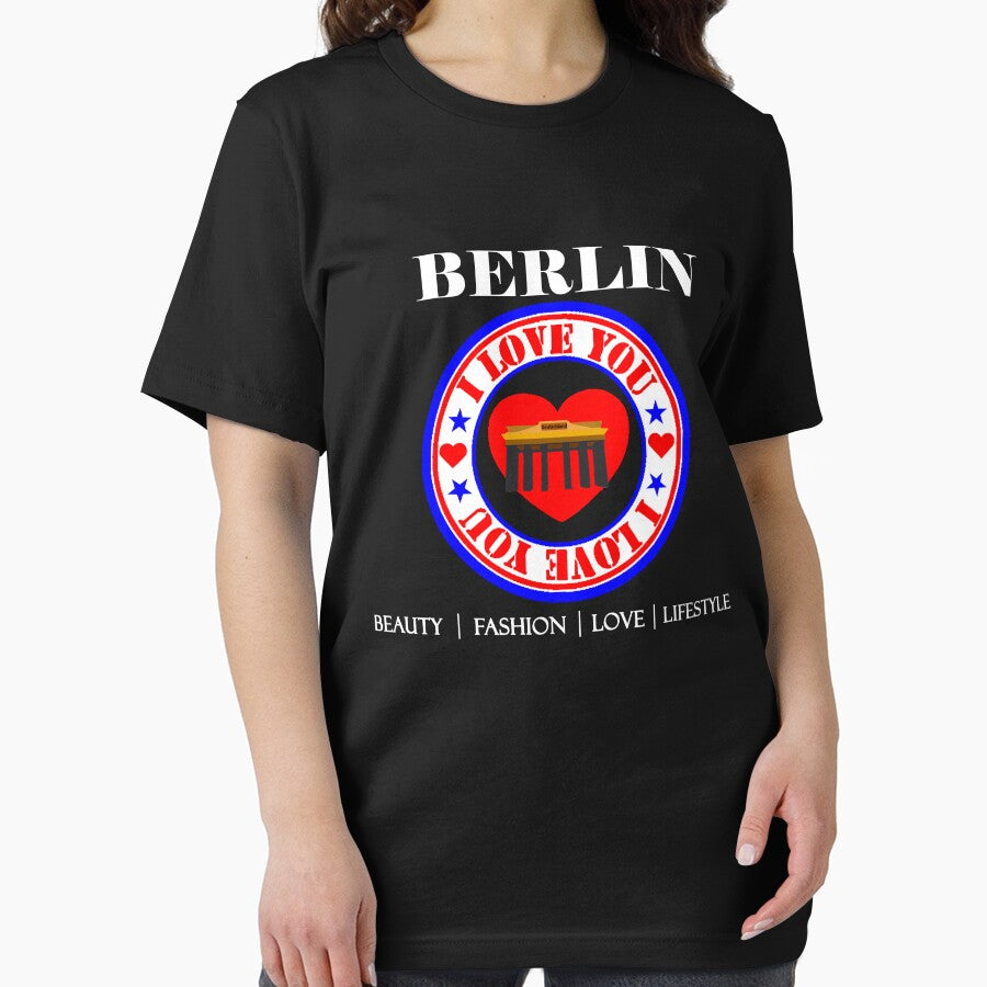 I love Berlin for Father's Day and football fans, tourism t-shirt, Christmas gift, Berlin street, heart and Brandenburg Gate by ShiShaka