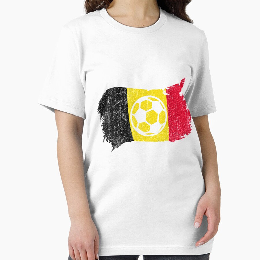 Vintage Belgian National Flag & Soccer Ball Design Cool Gift For Belgium Lovers Tourists Souvenir Cool National Belgian Football Fans Gift by FunnySunny T-Shirts
