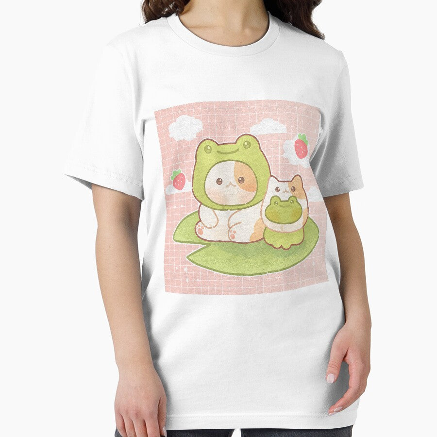 Kawaii Cat Frog Strawberry Retro 90s Cottagecore Aesthetic by corierolanda