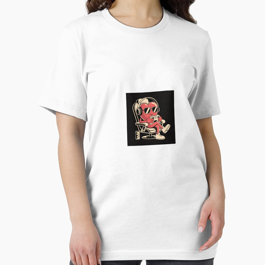 Funny Gamer Heart Cartoon – Gaming Lover Cute Character With Headphones Video Game Illustration by PrintWaveUSA