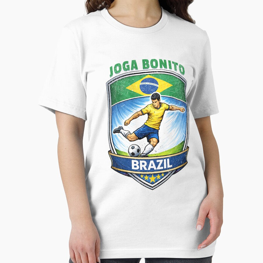Brazil Vintage Soccer Badge - Joga Bonito 5 Stars by Tee Nook
