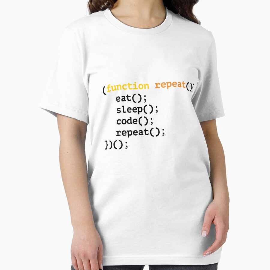 Function repeat, eat, sleep, code, repeat funny T-shirt by RedYolk