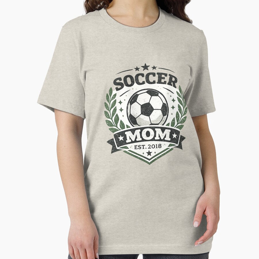Soccer Mom Est 2018 Vintage Badge Laurel Wreath Soccer Ball Graphic by HobsS