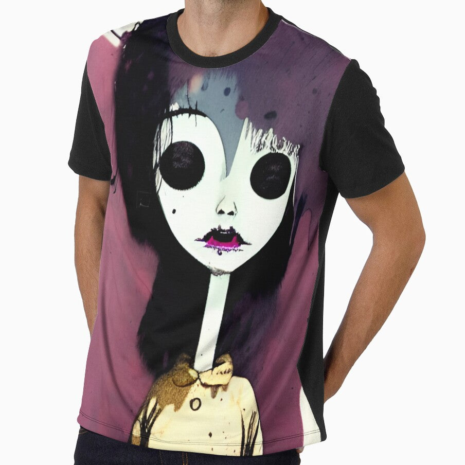 Black Eyes Creepy Grunge Cartoon Watercolor Art by CreepyKaleidopi